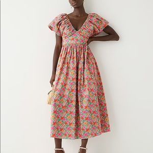 J Crew Liberty Collection Bow-Back Puff Sleeve Dress